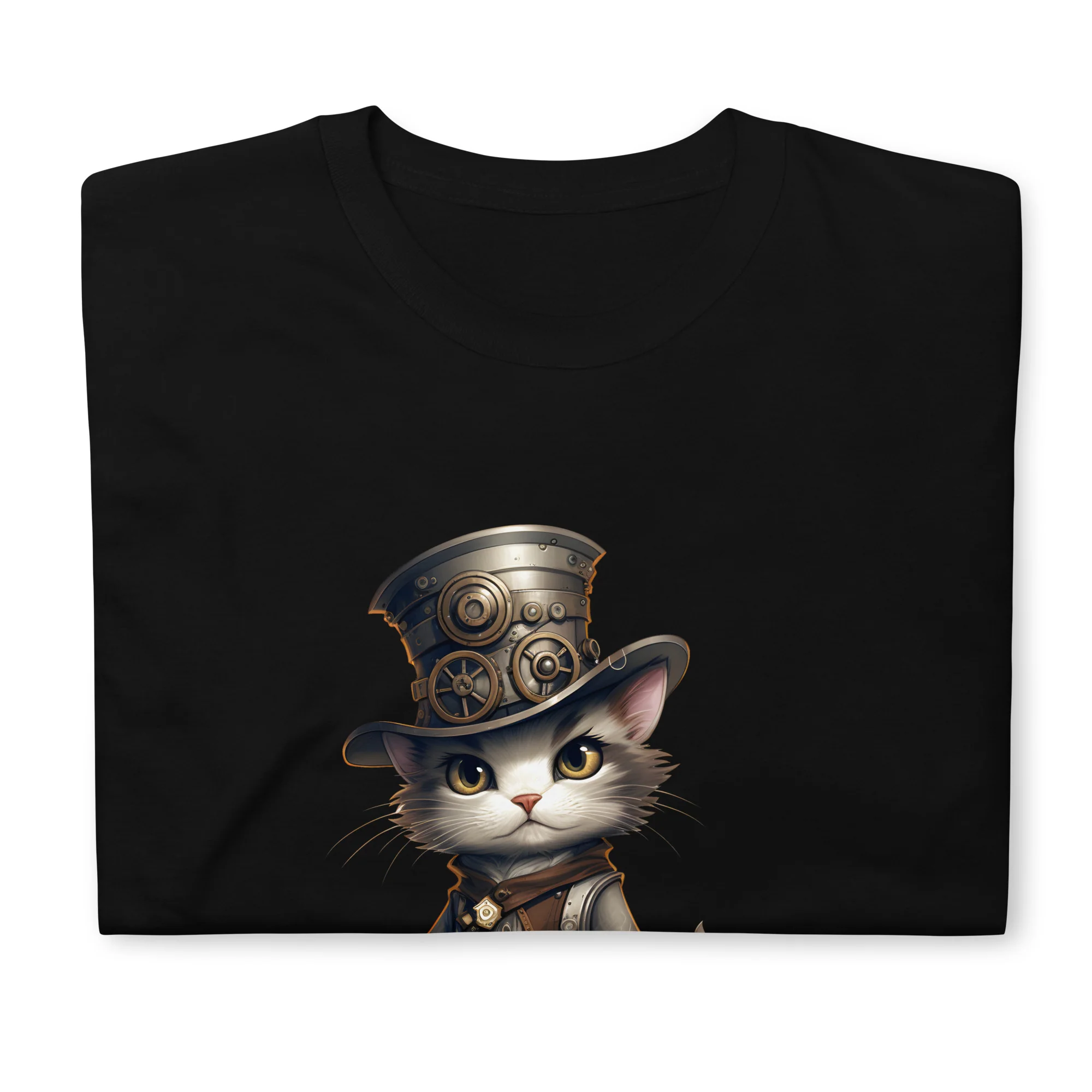 Steampunk Anime Cat Gear Up T-Shirt - Image 2