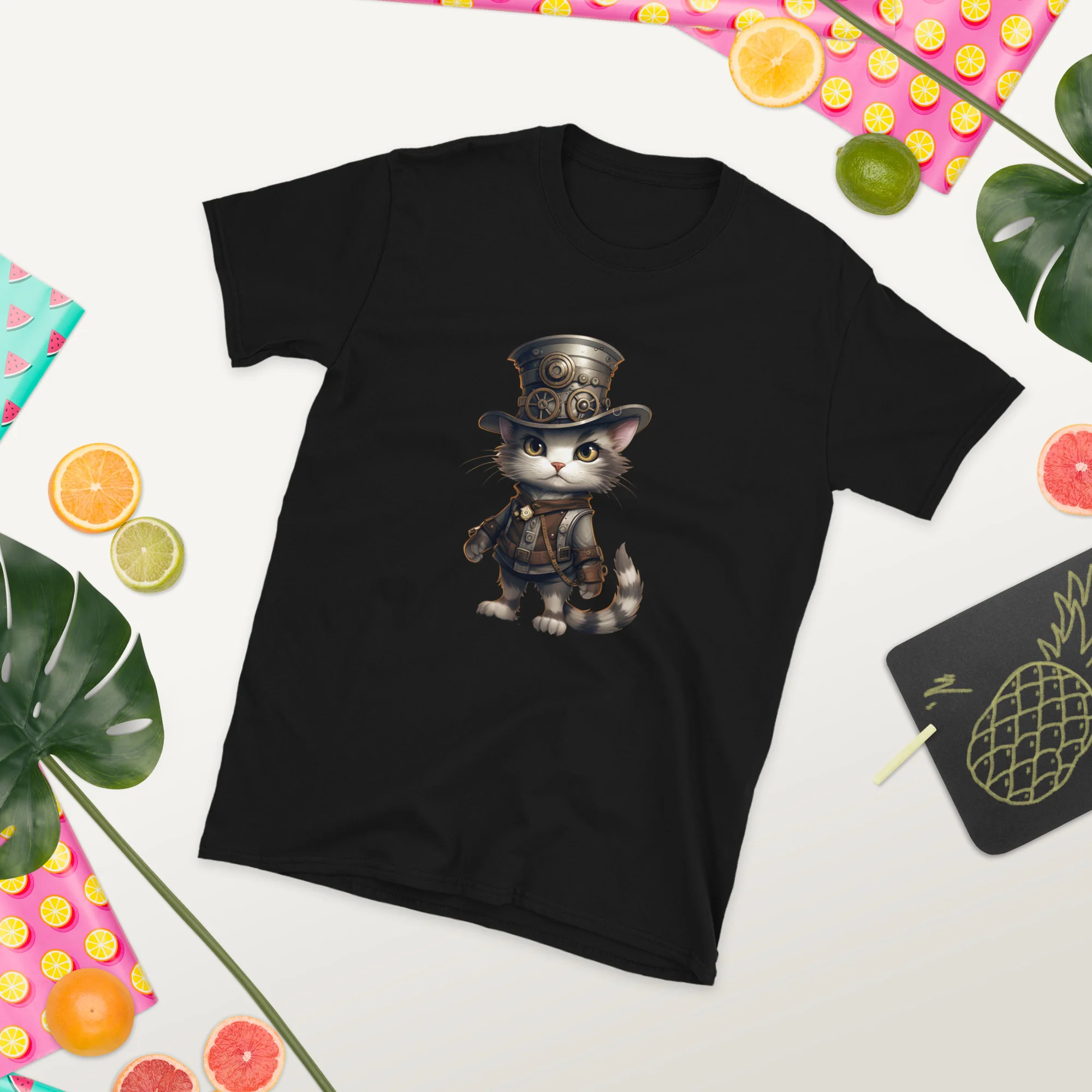 Steampunk Anime Cat Gear Up T-Shirt - Image 5