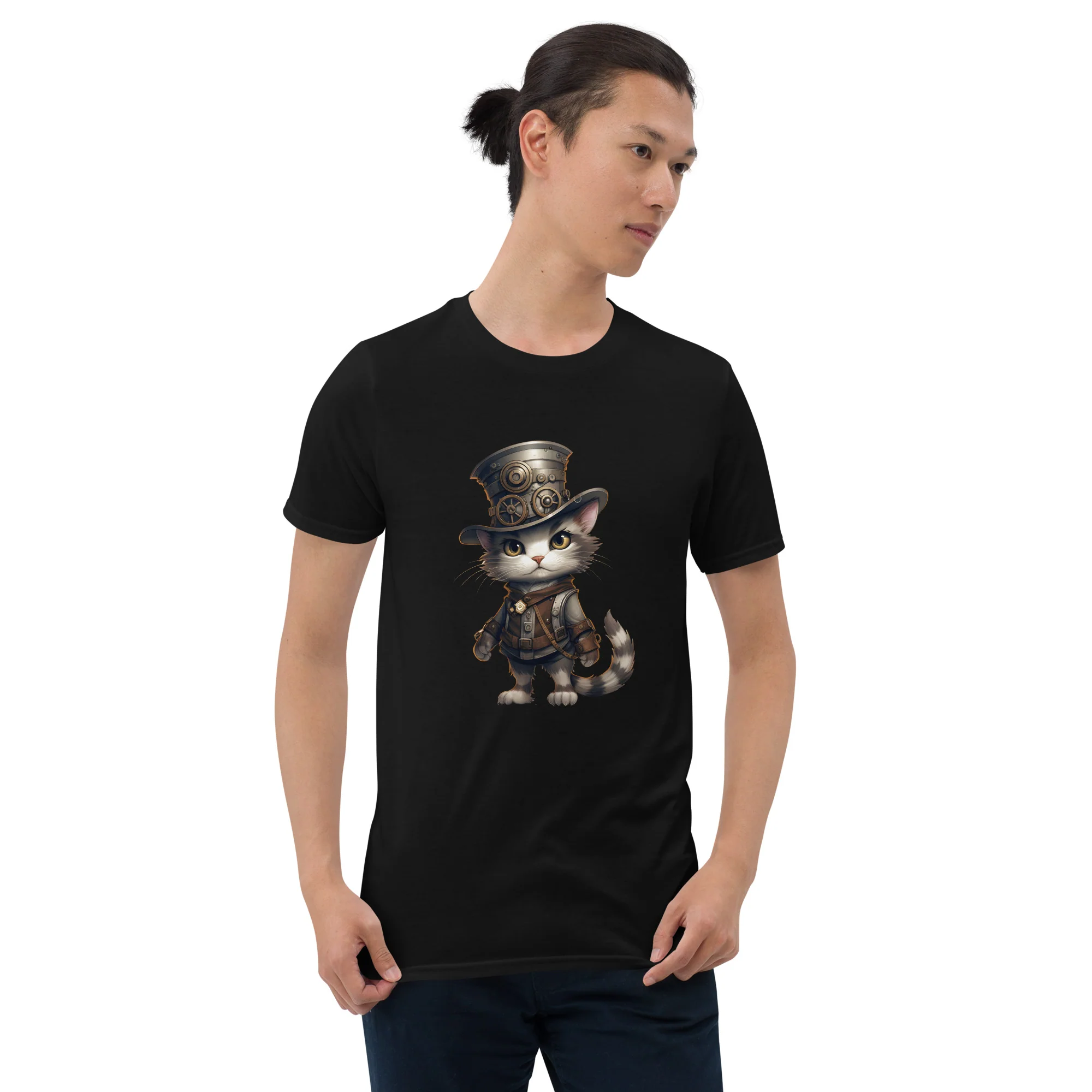 Steampunk Anime Cat Gear Up T-Shirt - Image 6