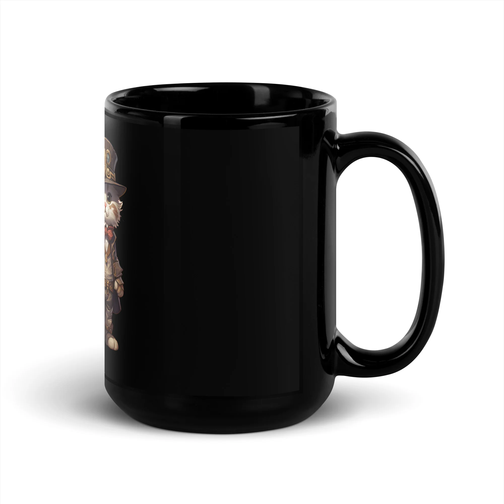 Steampunk Cats Gears and Goggles Black Mug - Image 5