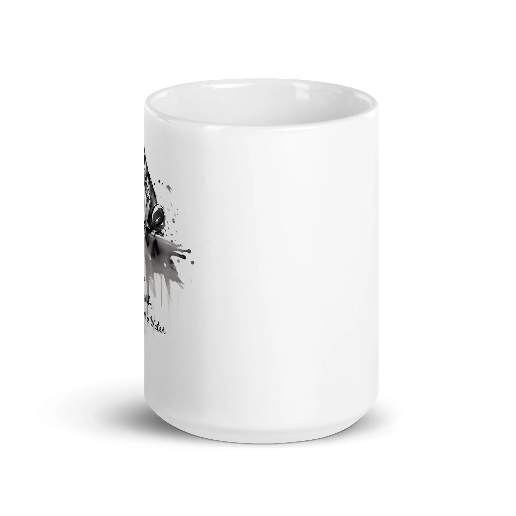 Sumi-e Frog Basho's Poem Sound of Water White Mug - Image 2