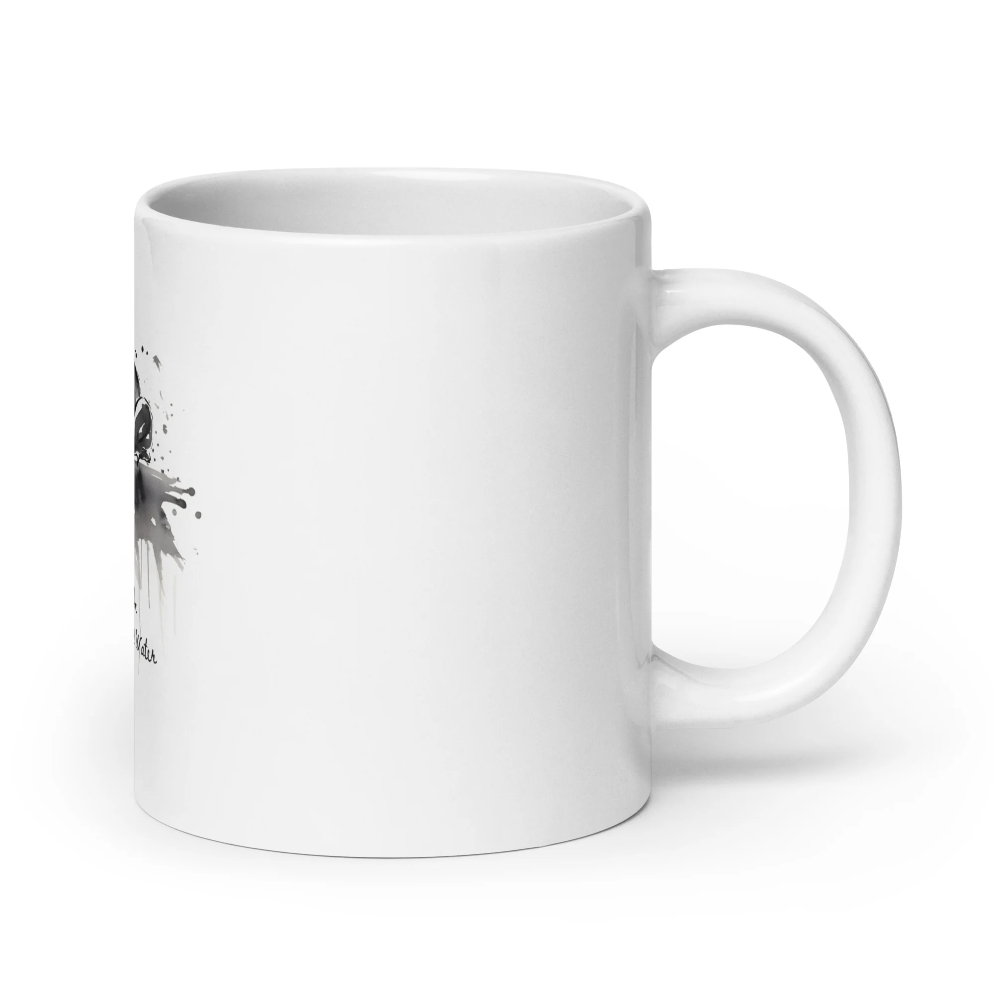 Sumi-e Frog Basho's Poem Sound of Water White Mug - Image 3