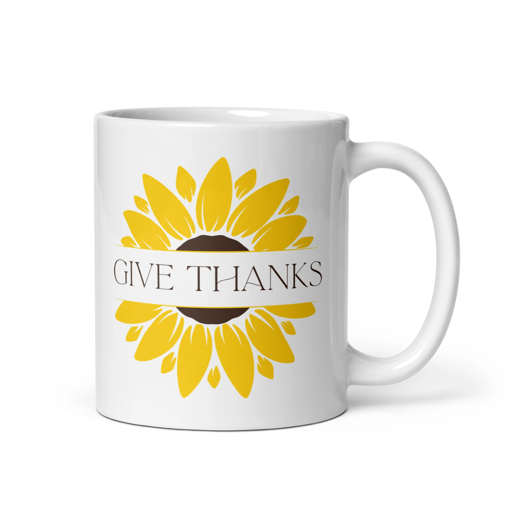Sunflower Gratitude: Give Thanks White Mug