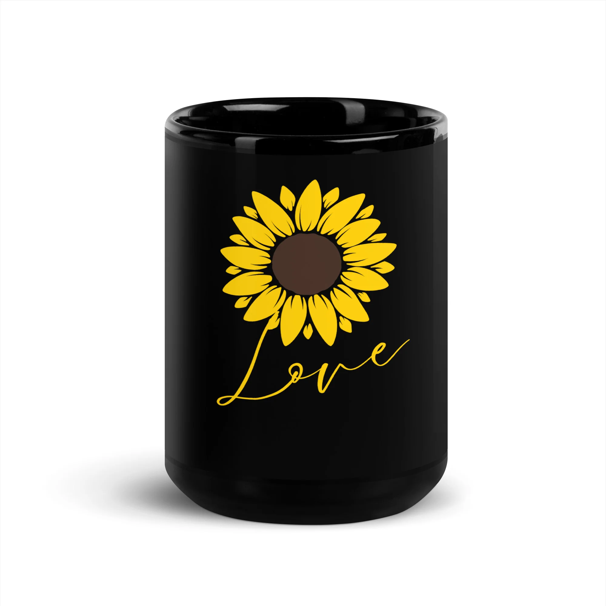 Sunflower Love Inspirational Positivity Black Mug - Image 6