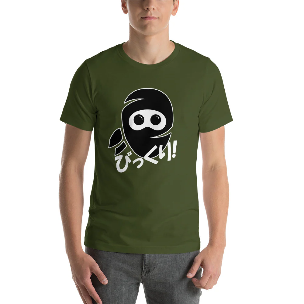 Surprised Ninja Bikkuri in Japanese Shirt Short-Sleeve Unisex T-Shirt - Image 3