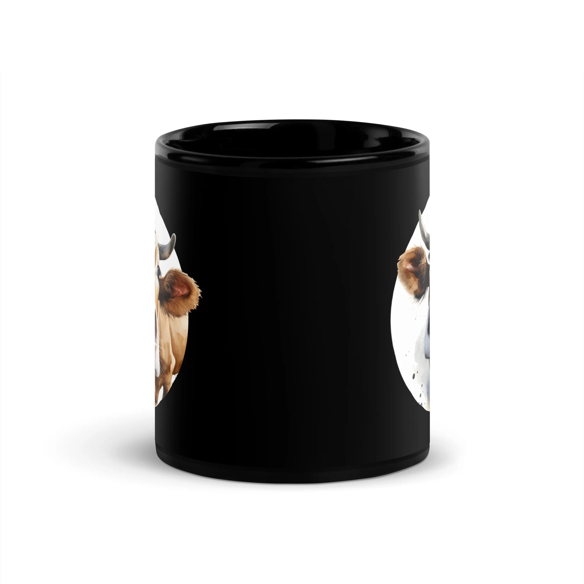 Talking Cow Close-Up Captivating Gaze Black Mug - Image 3