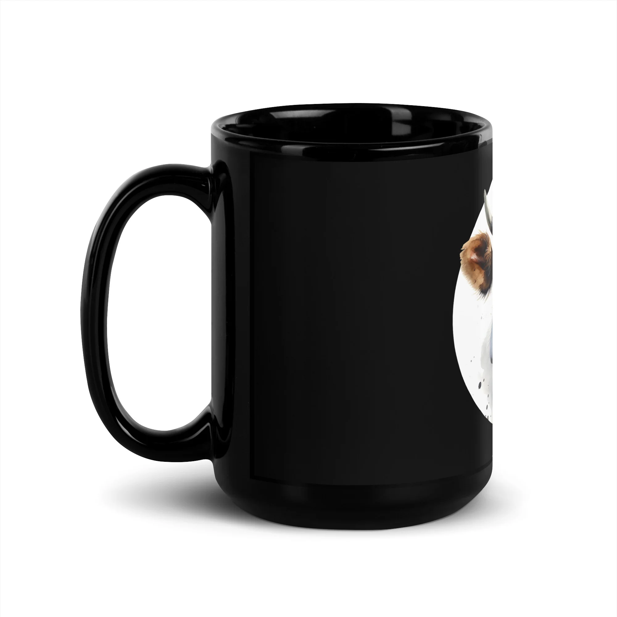 Talking Cow Close-Up Captivating Gaze Black Mug - Image 4
