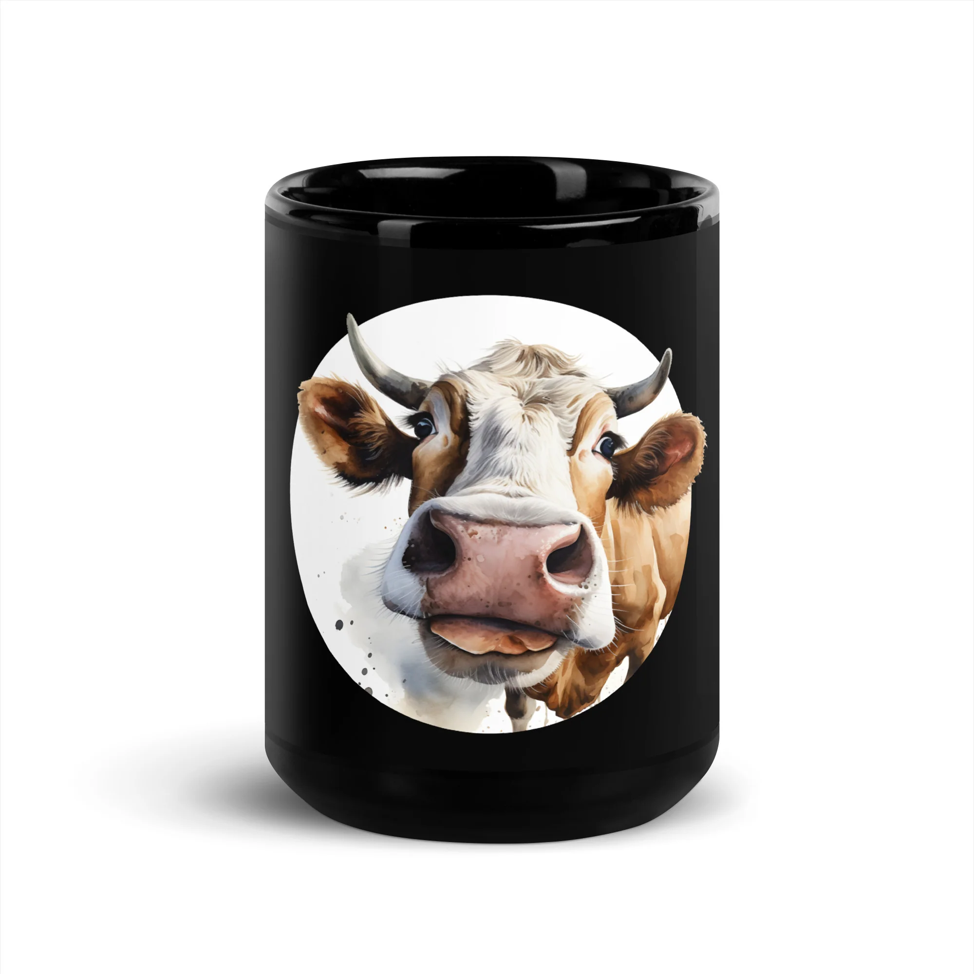 Talking Cow Close-Up Captivating Gaze Black Mug - Image 6