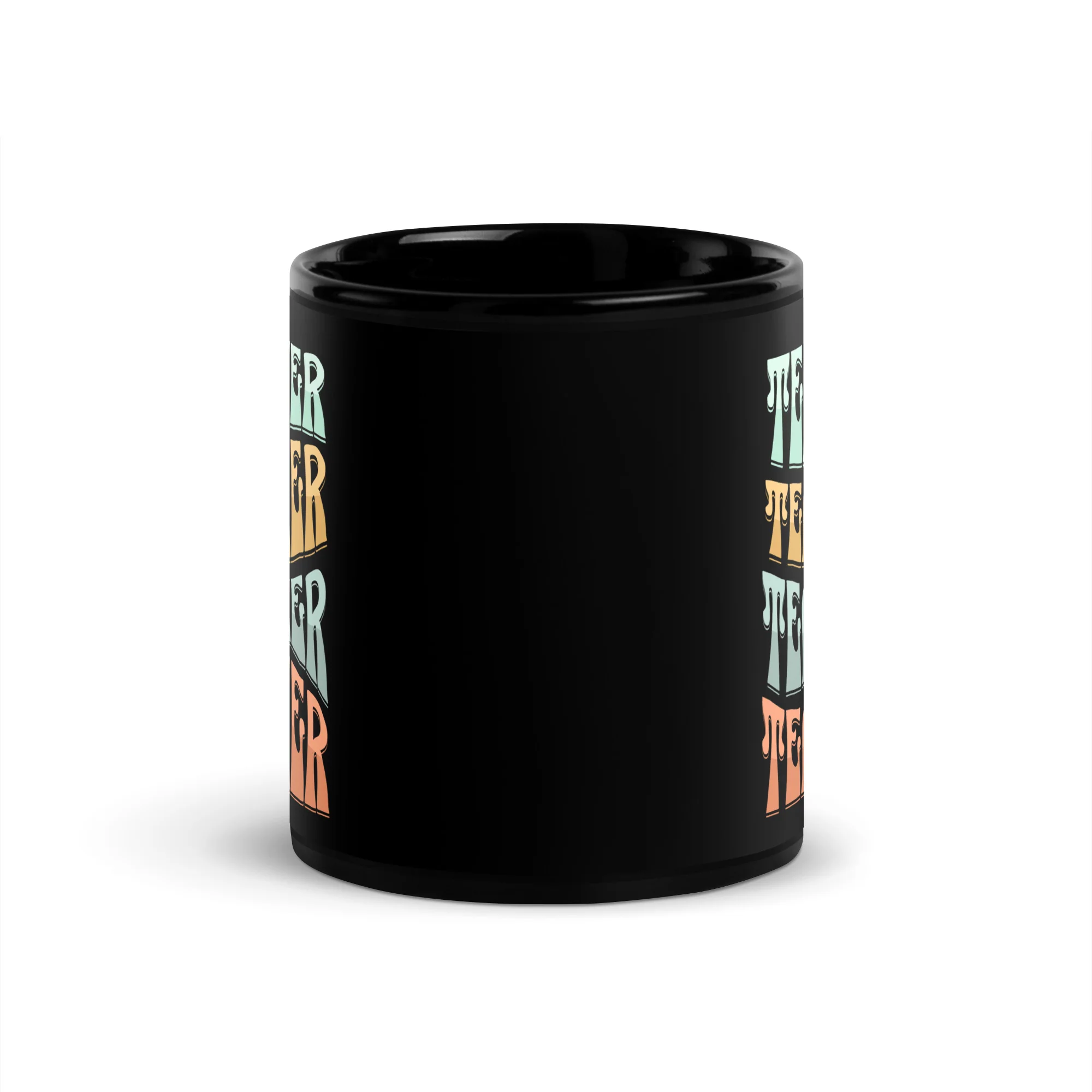 Teacher Waves Text Art Black Mug - Image 3