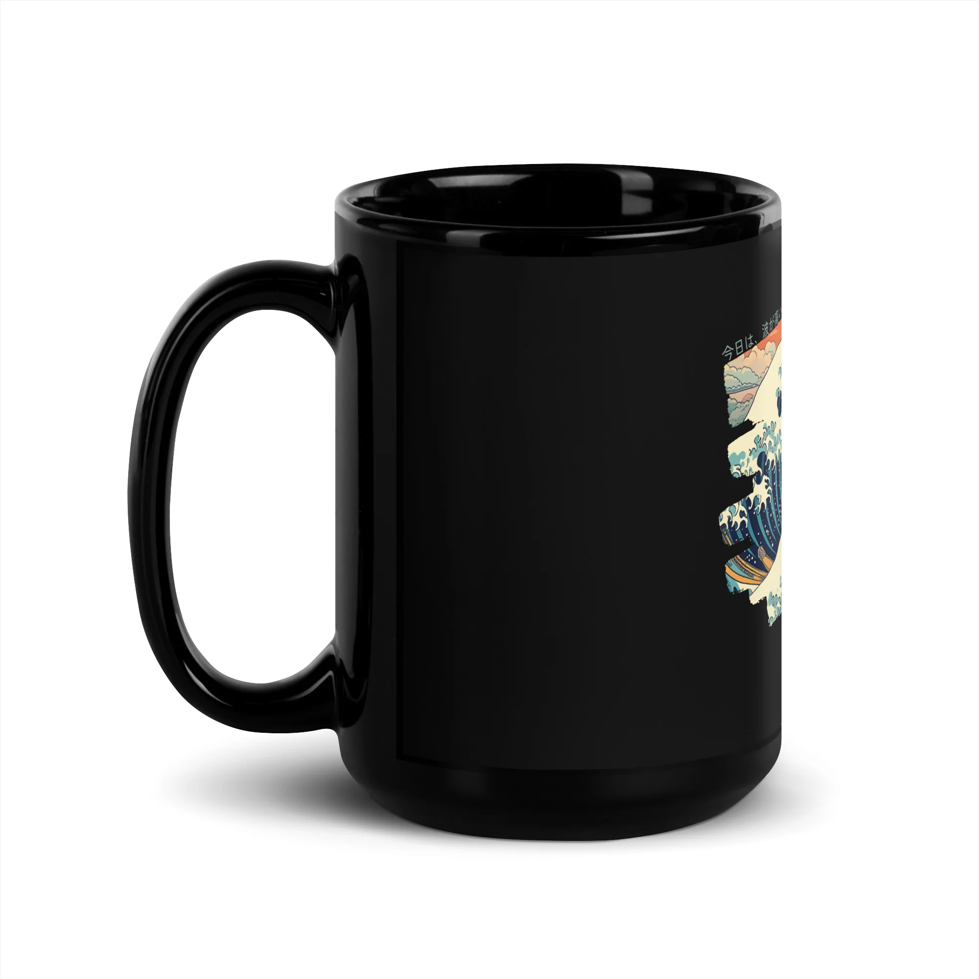 The Waves are High Today Ukiyo-e Black Mug - Image 4