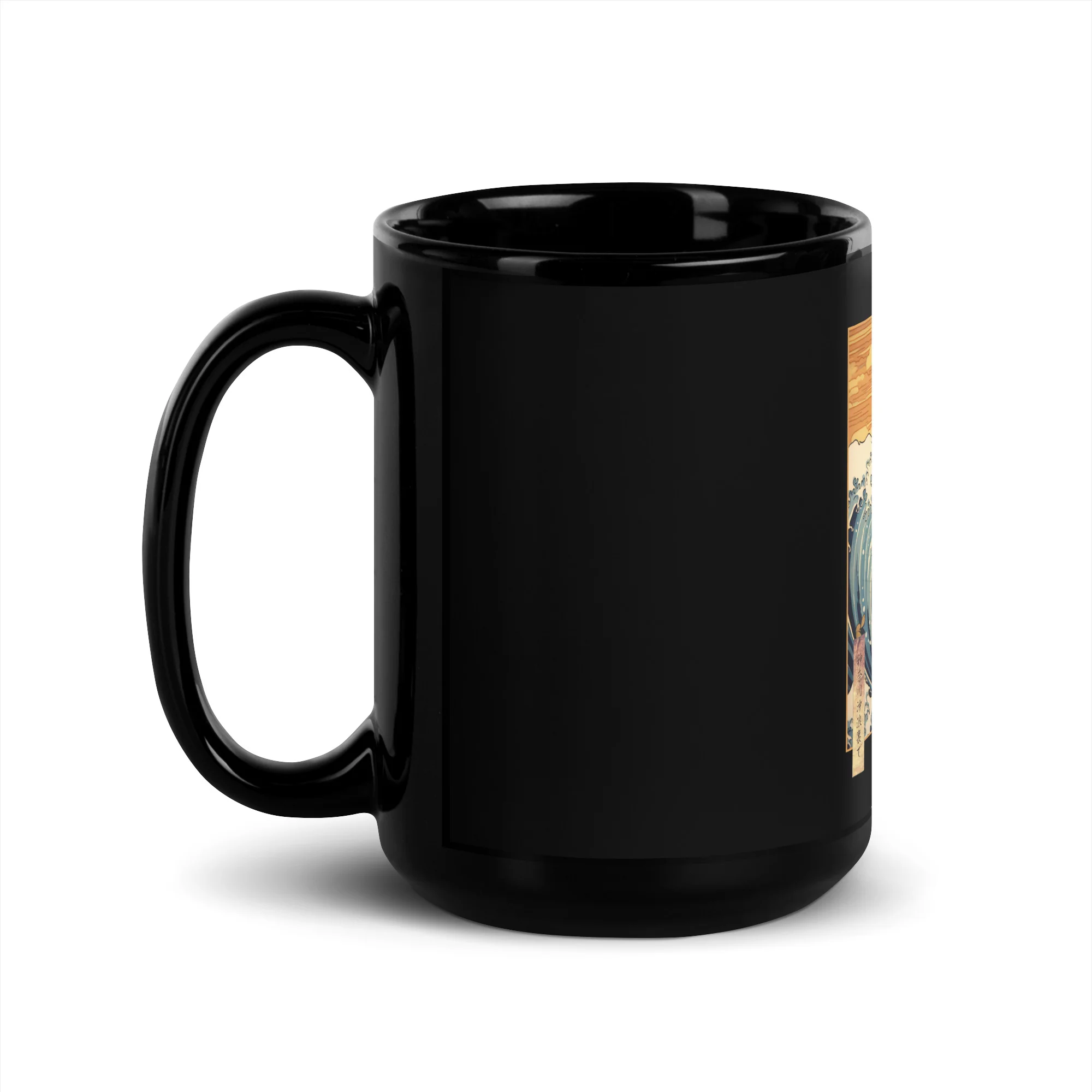 Ukiyo-e Cat Off the Coast of Kanagawa Black Mug - Image 4