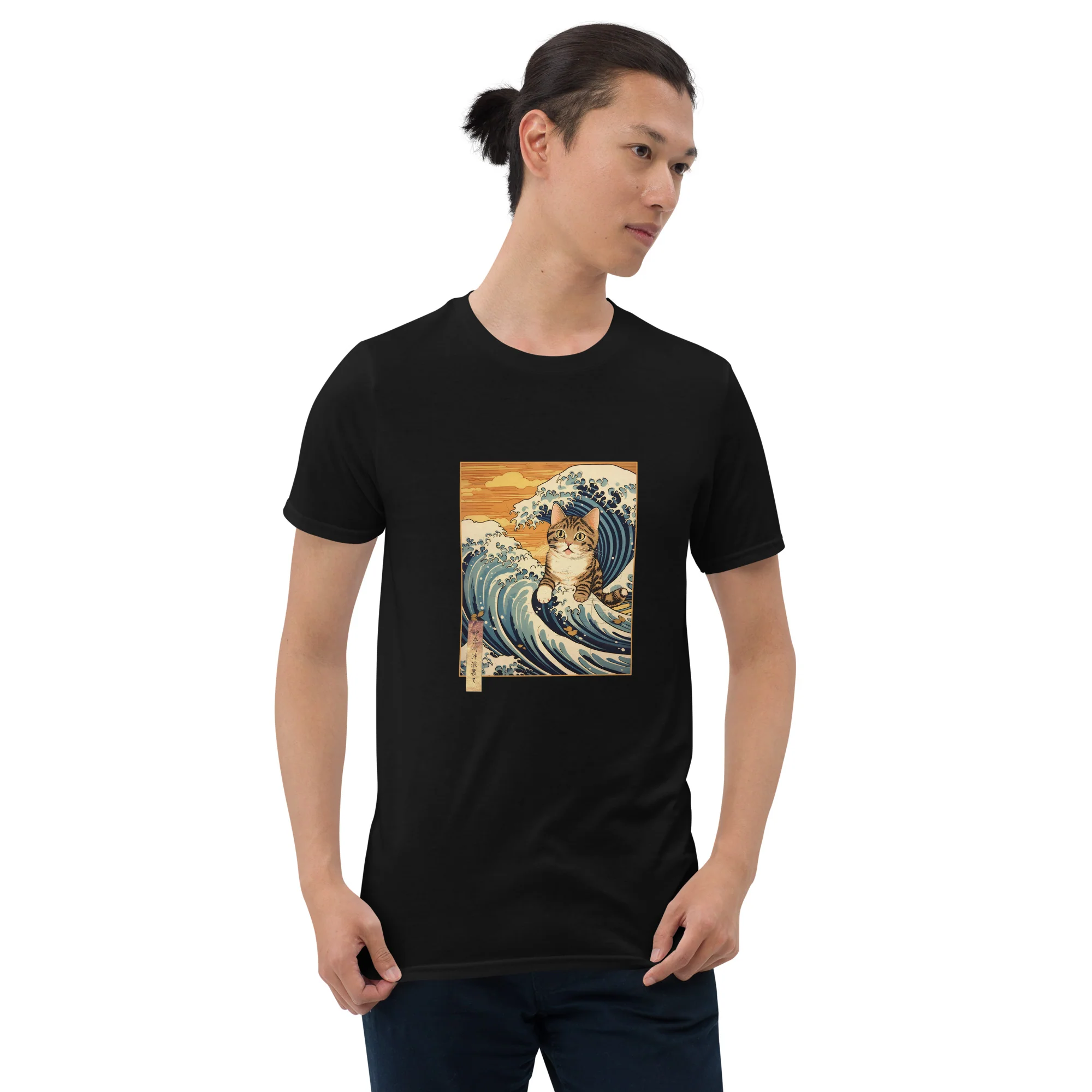Ukiyo-e Cat Off the Coast of Kanagawa T-Shirt - Image 4