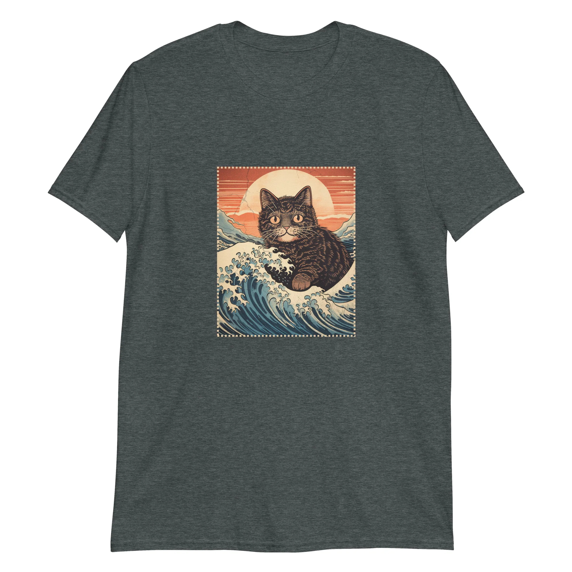 Ukiyo-e Cat Rides the Wave T-Shirt - Image 2