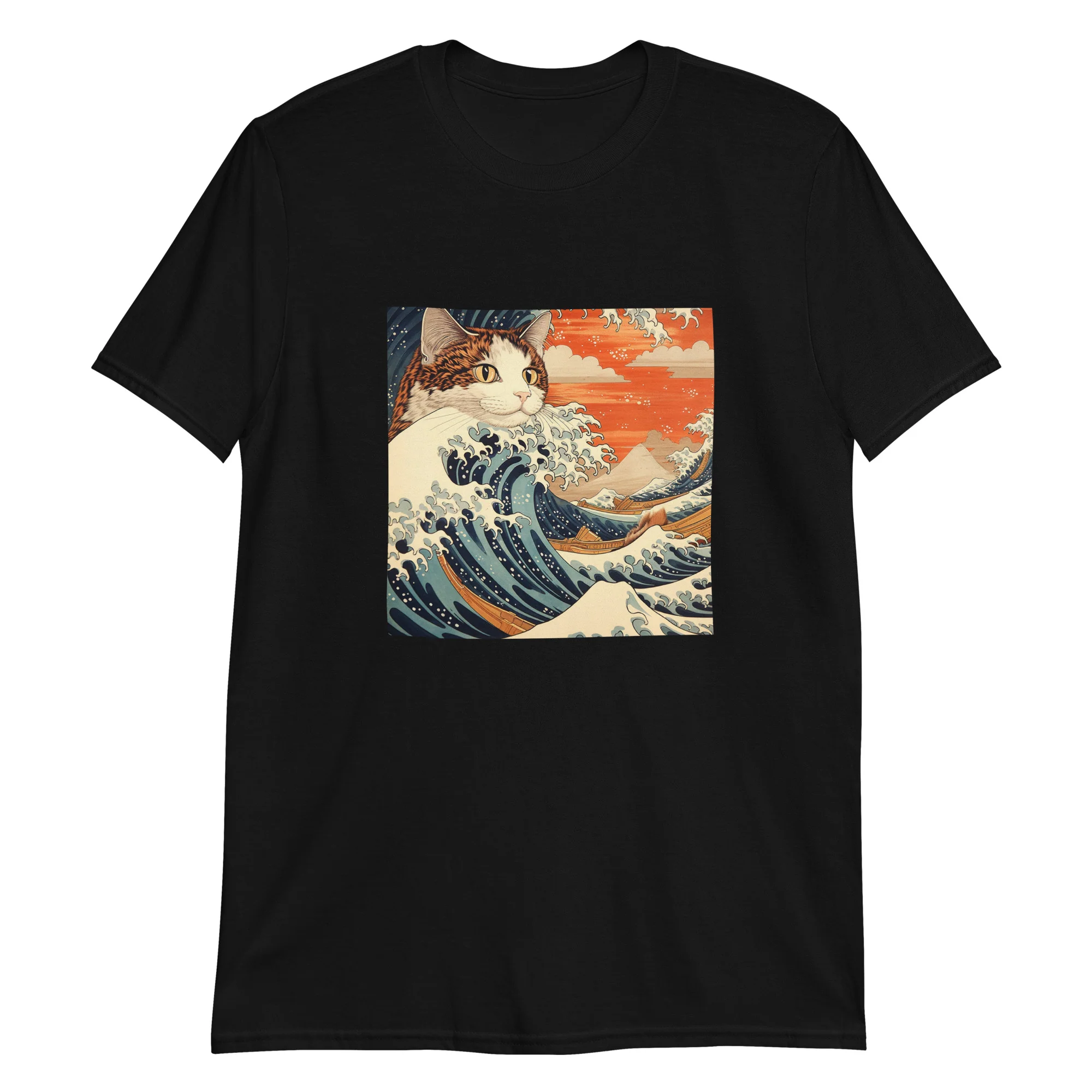 Ukiyo-e Cats Riding the Great Wave T-Shirt - Image 3
