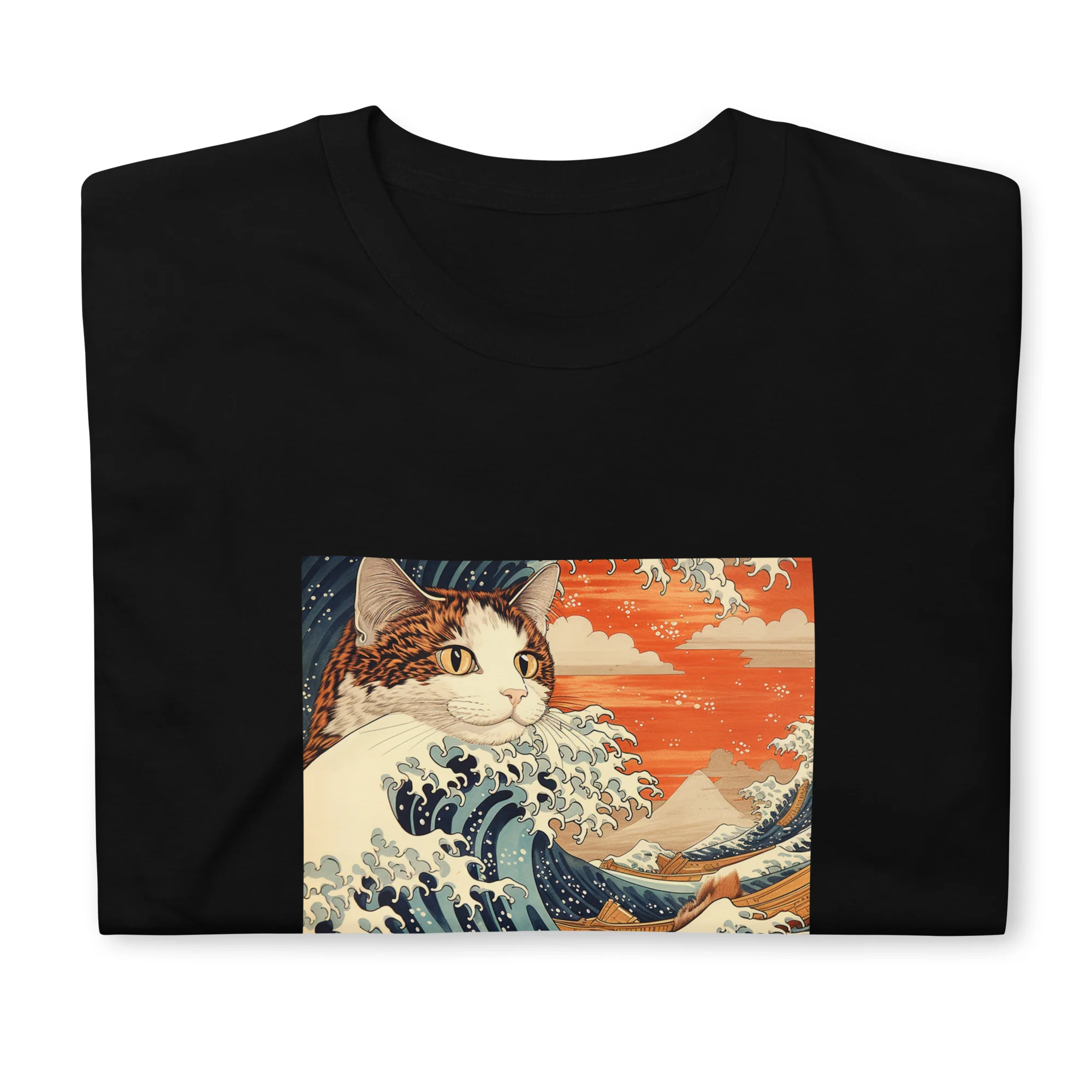 Ukiyo-e Cats Riding the Great Wave T-Shirt - Image 6