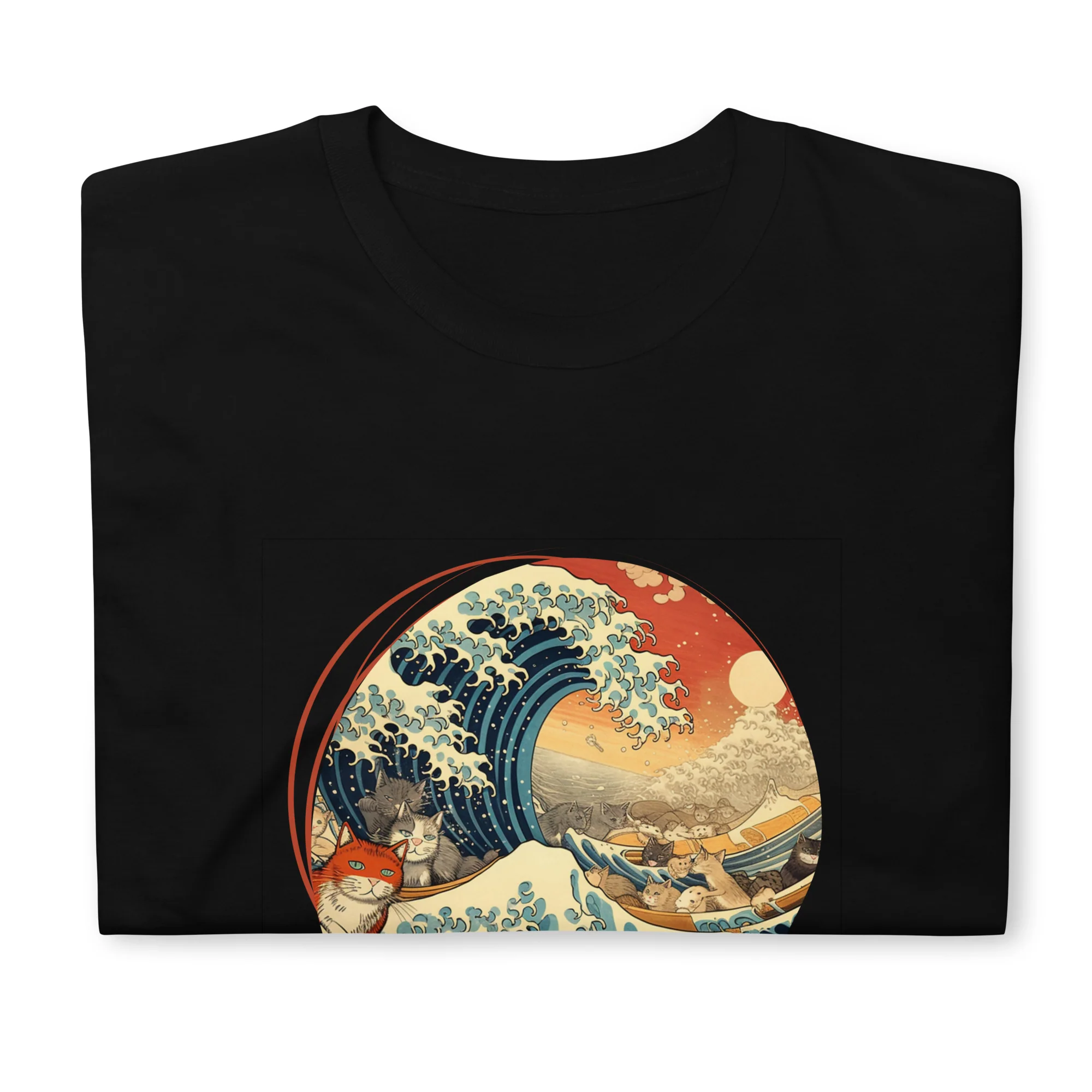 Ukiyo-e Cats Riding the Great Wave T-Shirt - Image 6