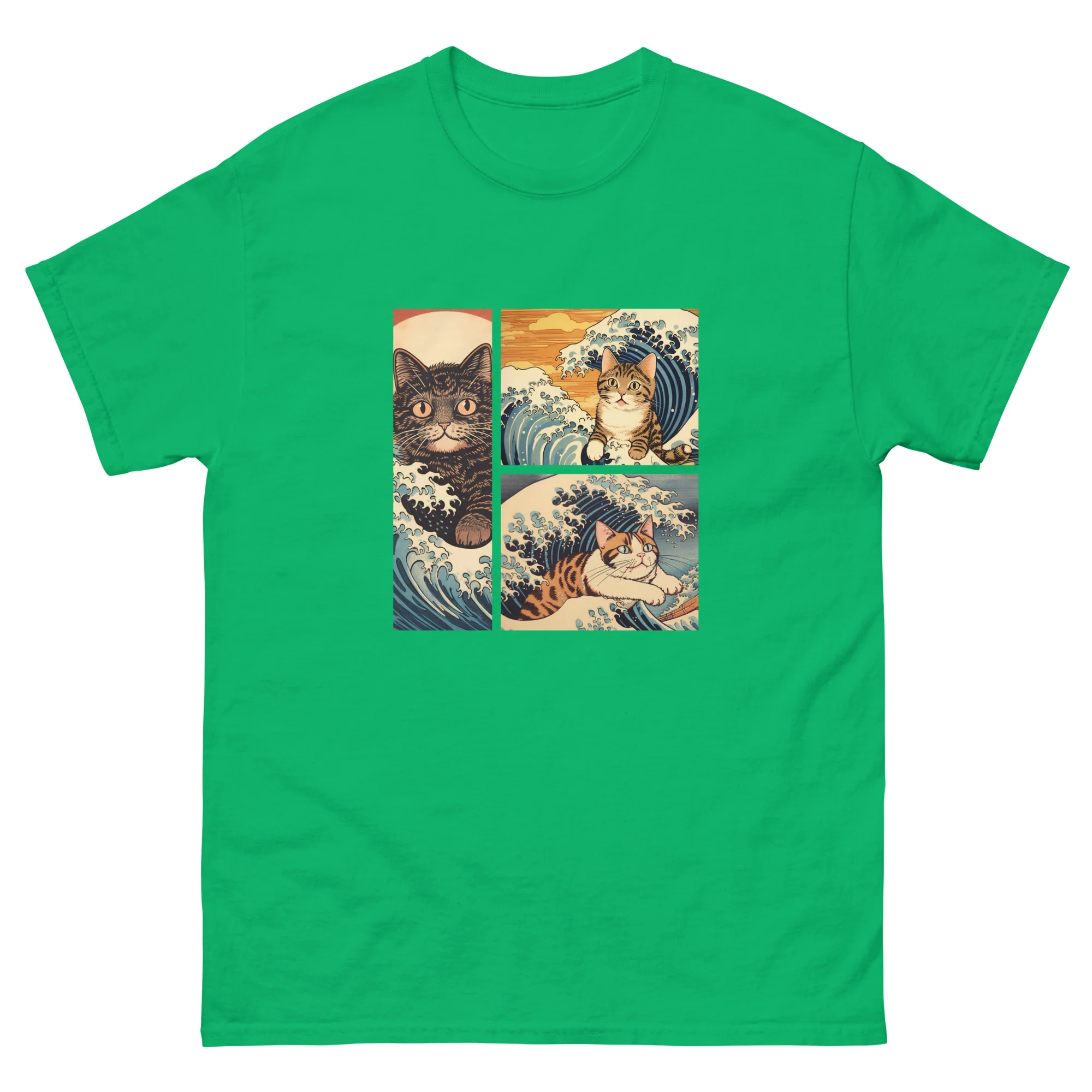 Ukiyo-e Cats Riding The Waves T-Shirt - Image 9