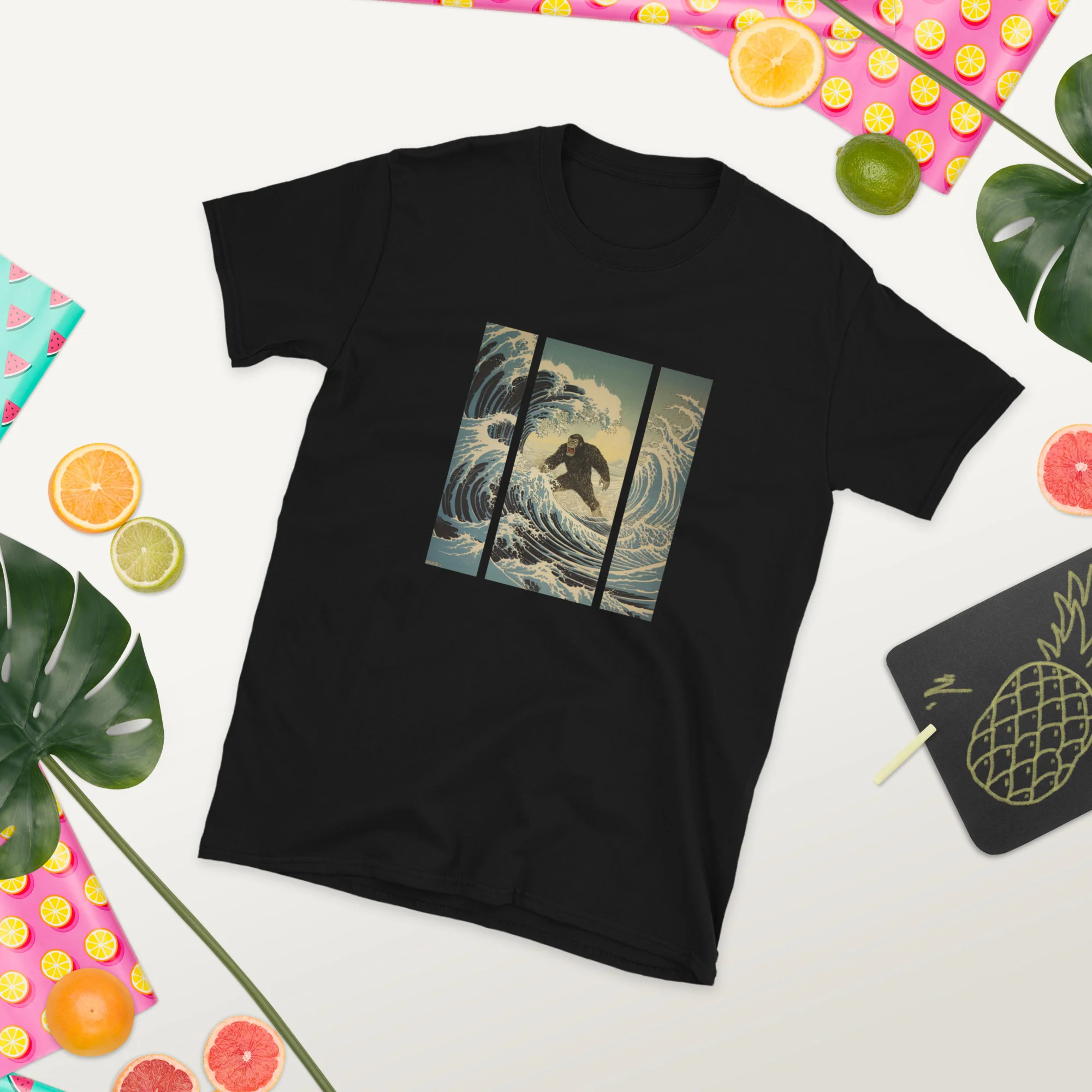 Ukiyoe Meets Gorilla The Hokusai Wave T-Shirt - Image 5