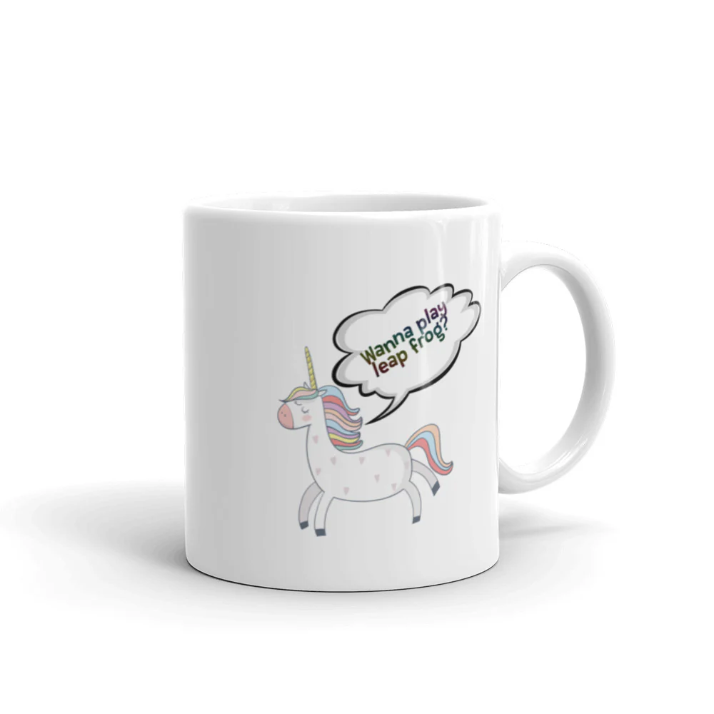 Unicorns Wanna Play Leap Frog Cute Unicorn Mug