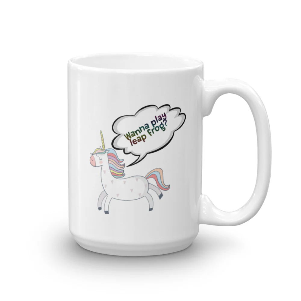 Unicorns Wanna Play Leap Frog Cute Unicorn Mug - Image 2