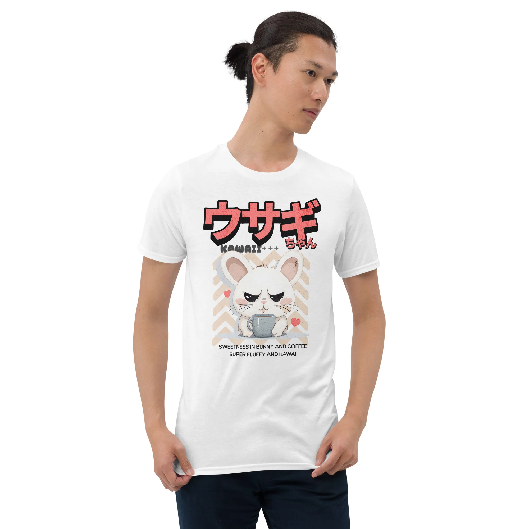 Usagi Chan Kawaii Cute Bunny and Coffee T-Shirt - Image 4