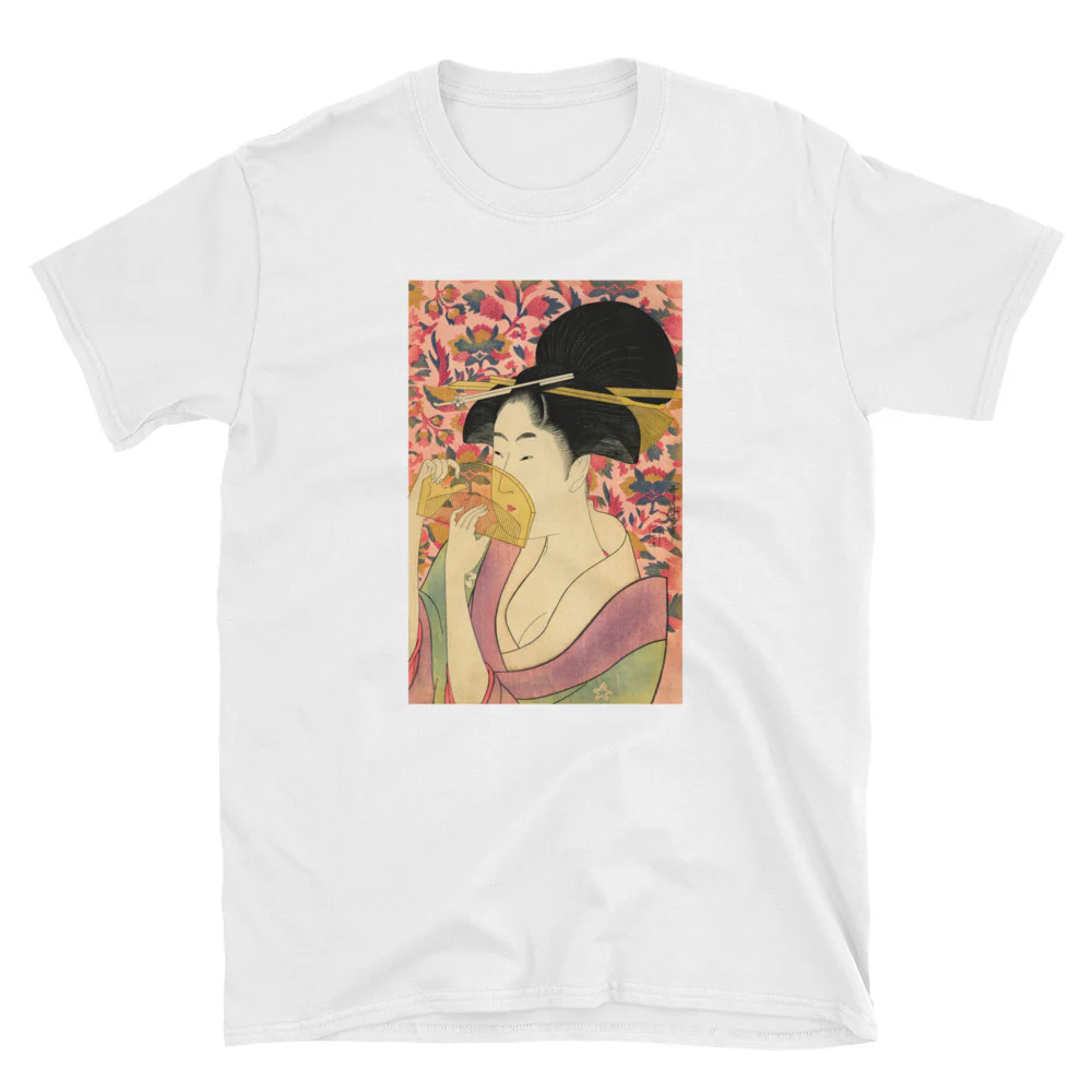 Utamaro Ukiyoe Japanese Art Bijin with Comb Short-Sleeve Unisex T-Shirt
