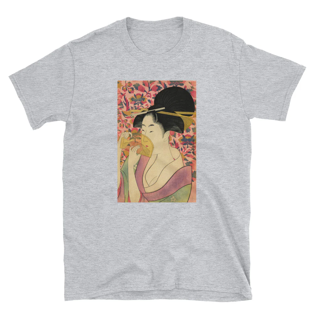 Utamaro Ukiyoe Japanese Art Bijin with Comb Short-Sleeve Unisex T-Shirt - Image 4