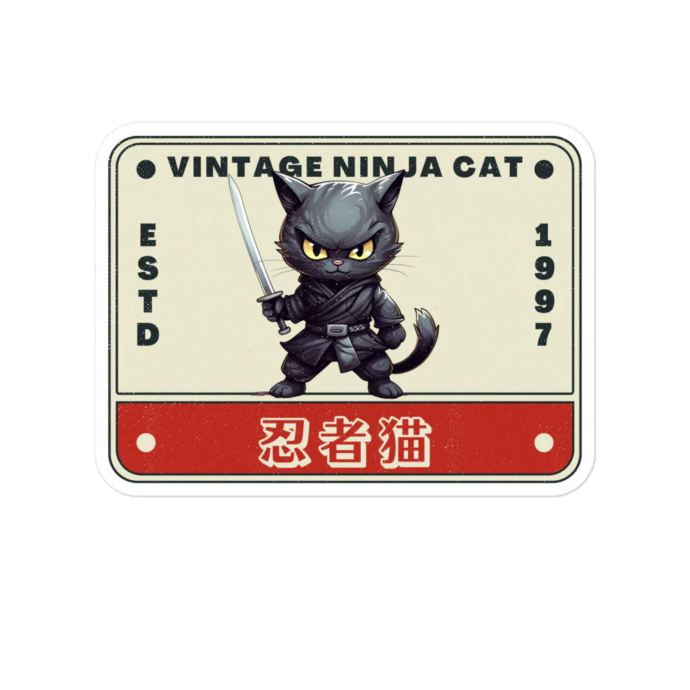 Vintage Ninja Cat Estd 1997 Sticker - Image 3